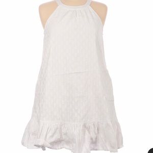 Splendid White Textured Cotton Ruffle Hem Halter Mini Dress XS